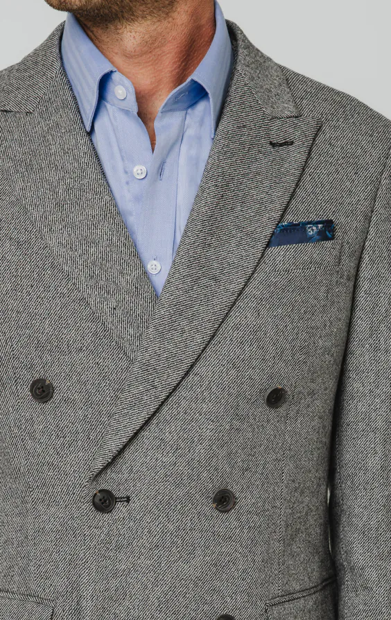 Grå twill tweed 3-delad kostym - photo 3 Grå twill tweed 3-delad kostym - photo 3