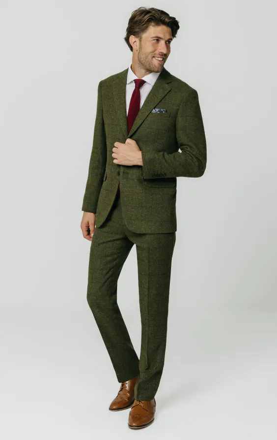Grön fönsterrutig tweed kostym - photo 1 Grön fönsterrutig tweed kostym - photo 1