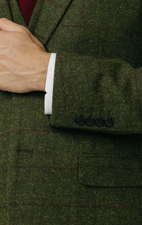 Grön fönsterrutig tweed 3-delad kostym - photo 2 Grön fönsterrutig tweed 3-delad kostym - photo 2