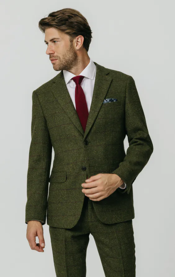Grön fönsterrutig tweed kostym Grön fönsterrutig tweed kostym