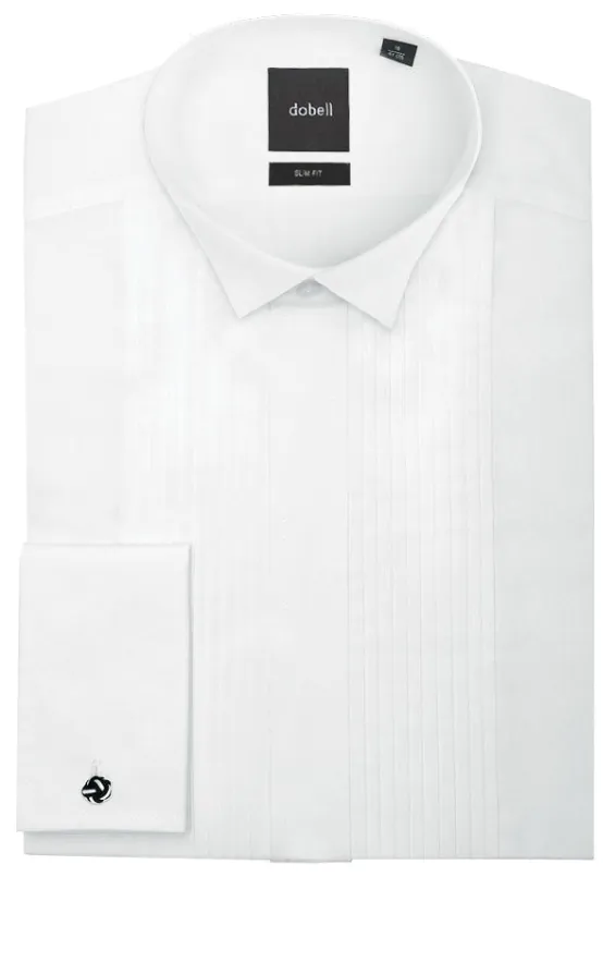 Vit slimfit skjorta, veckad front, uppfälld krage - photo 1