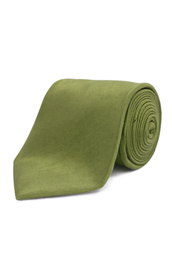 Grön slips i polyester dupion
