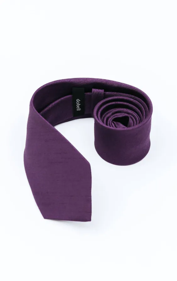 Mörk lila slips i polyester dupion - photo 1