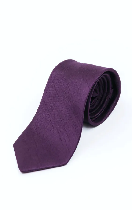 Mörk lila slips i polyester dupion