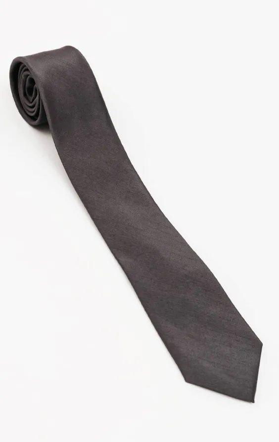Mörkgrå slips i polyester dupion - photo 1