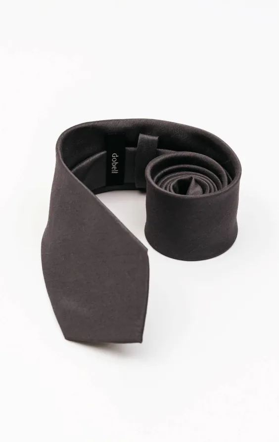 Mörkgrå slips i polyester dupion - photo 2