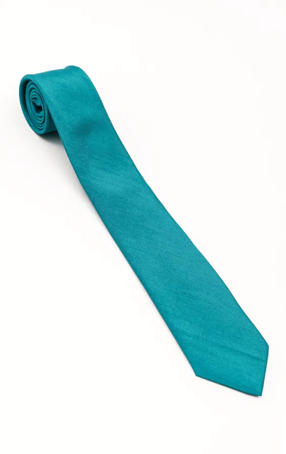 Turkos färg slips i polyester dupion - photo 1