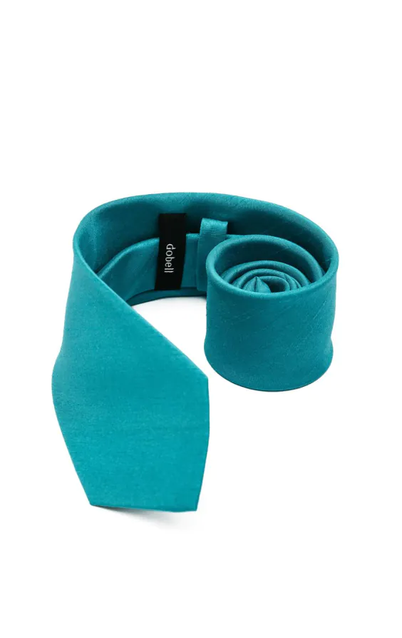 Turkos färg slips i polyester dupion - photo 2
