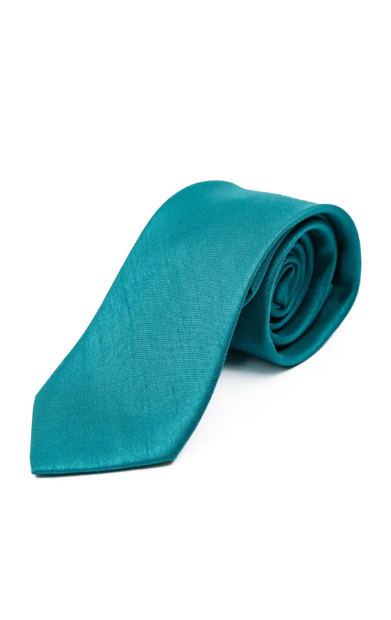 Turkos färg slips i polyester dupion