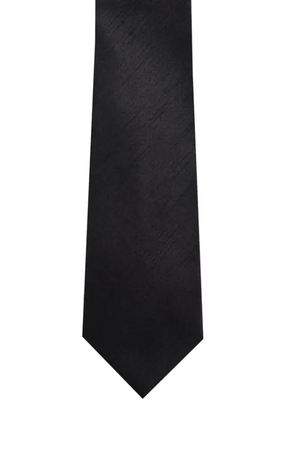 Svart slips i polyester dupion - photo 1