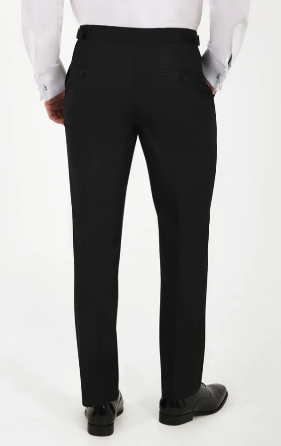 Slimfit svarta smokingbyxor med satin rand - photo 2