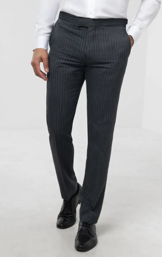 Svart & grå randig slimfit jackettbyxa