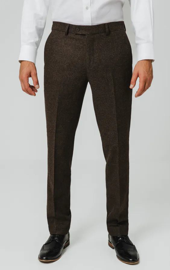 Mörkbrun 'Donegal' tweed kostymbyxor Mörkbrun 'Donegal' tweed kostymbyxor