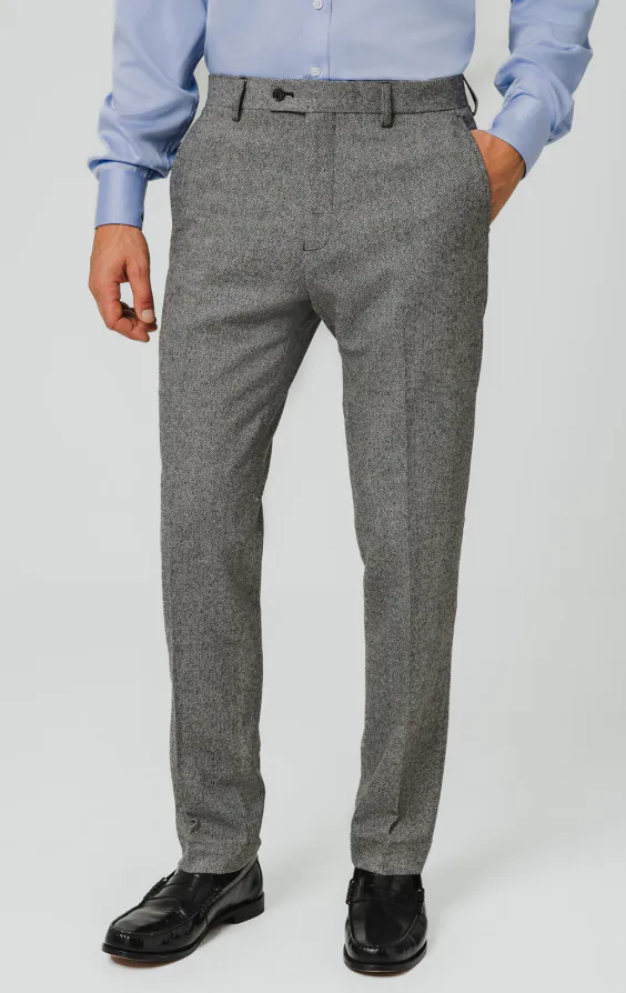 Grå twill tweed kostymbyxor Grå twill tweed kostymbyxor