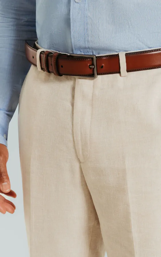 Cream linne slimfit byxor - photo 1