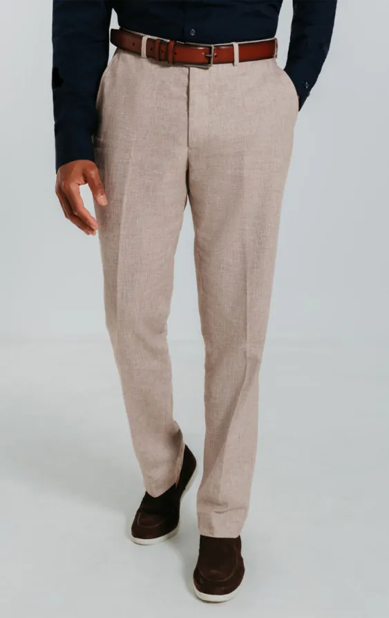 Sand linne slimfit byxor