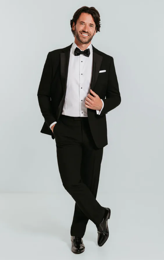 Slimfit svart smoking med trubbiga slag - photo 1