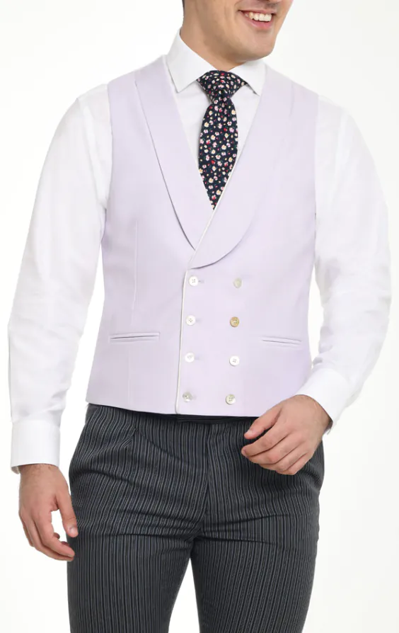Dubbelknäppt lila twill jackettväst med sjalslag Dubbelknäppt lila twill jackettväst med sjalslag