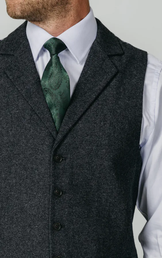 Grå 'Donegal' tweed väst med trubbiga slag - photo 1