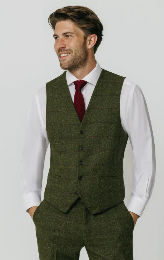 Grön fönsterrutig tweed 3-delad kostym - photo 7 Grön fönsterrutig tweed 3-delad kostym - photo 7