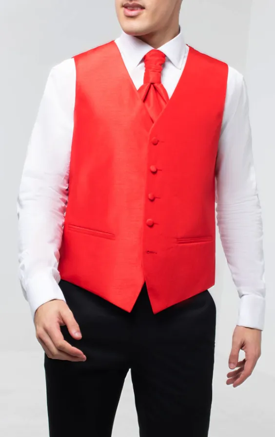 Karmosinröd väst i polyester dupion  - photo 1