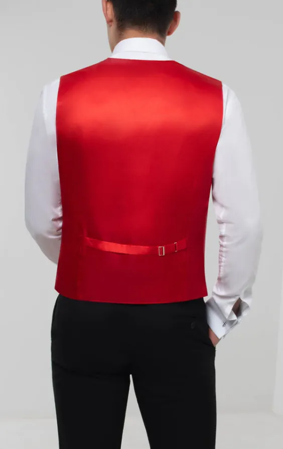 Karmosinröd väst i polyester dupion  - photo 4