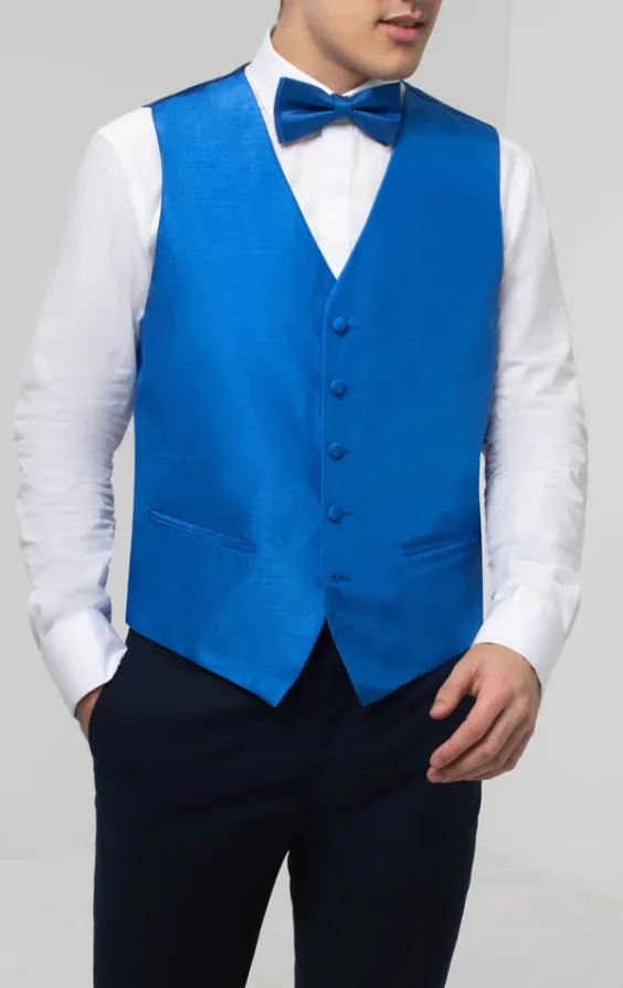 Azurblå väst i polyester dupion  - photo 2