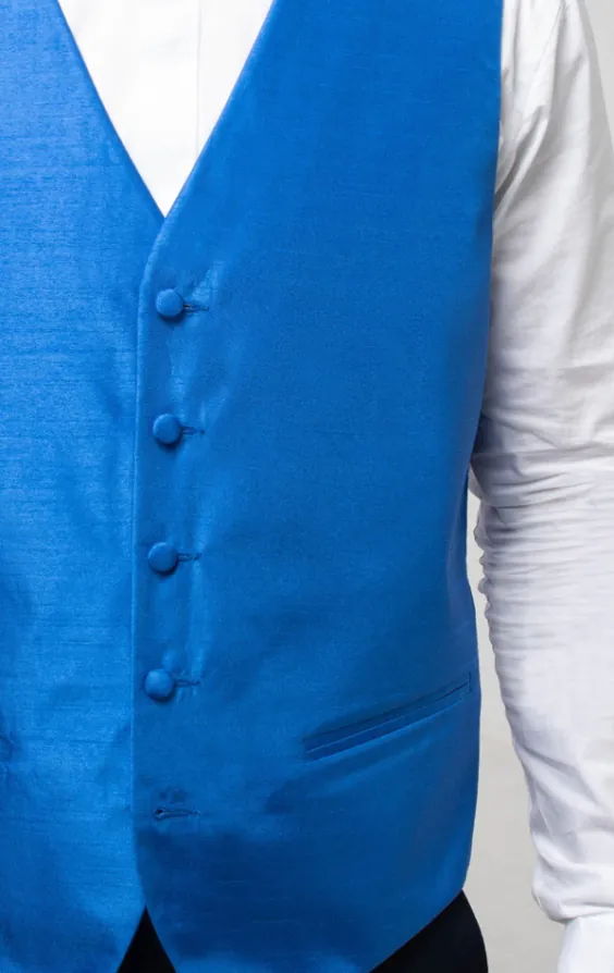 Azurblå väst i polyester dupion  - photo 3