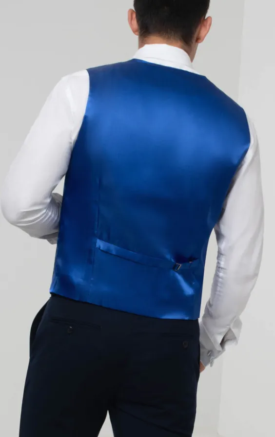 Azurblå väst i polyester dupion  - photo 4