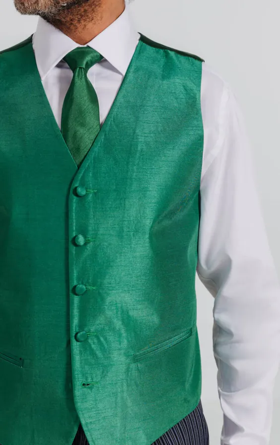 Mörkgrön väst i polyester dupion  - photo 2