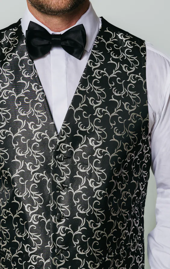 Svart/Silver väst med virvel i polyester och jacquardmönster - photo 1