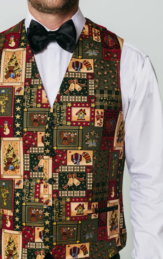 Grön vintage julklapp med jultryck väst - begränsad upplaga - photo 1
