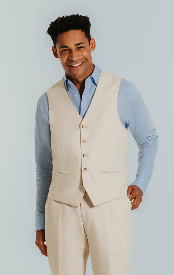 Cream linne slimfit kavaj - photo 6