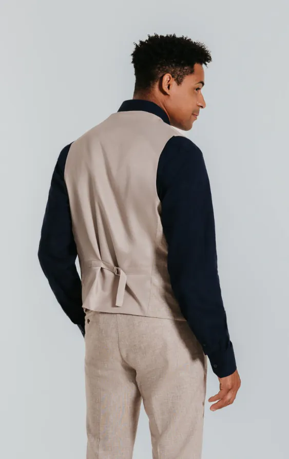 Sand linne slimfit väst - photo 2