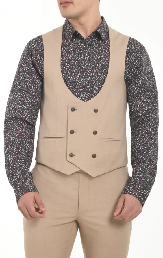 Camelbrun dubbelknäppt slimfit väst Camelbrun dubbelknäppt slimfit väst