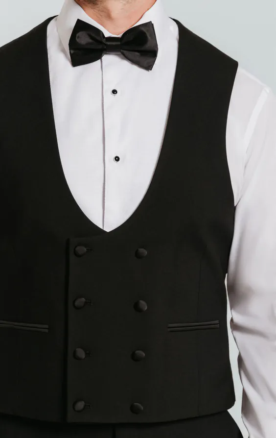 Svart dubbelknäppt slimfit smokingväst - photo 1