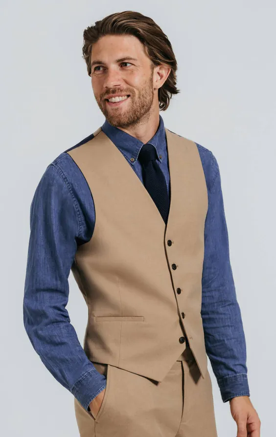 Camelbrun twill väst