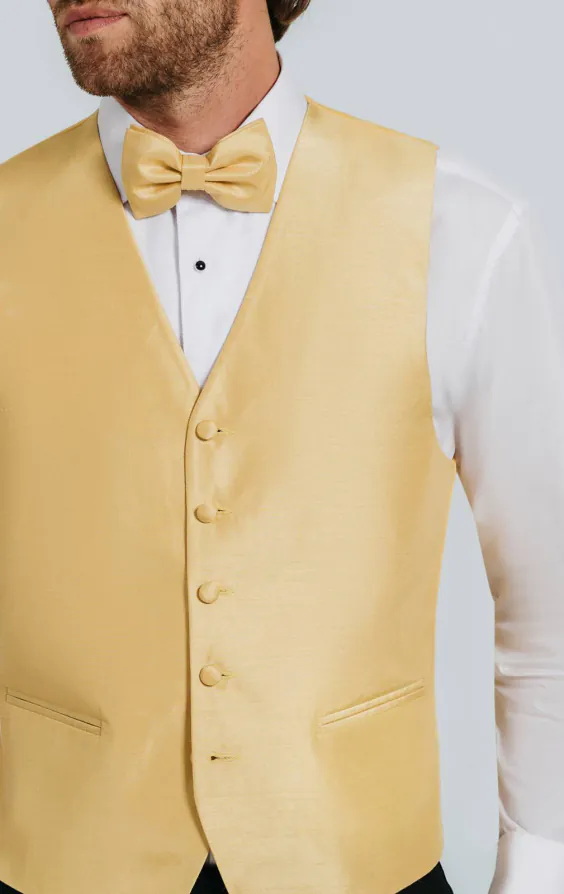 Mörk guldig väst i polyester dupion - photo 1