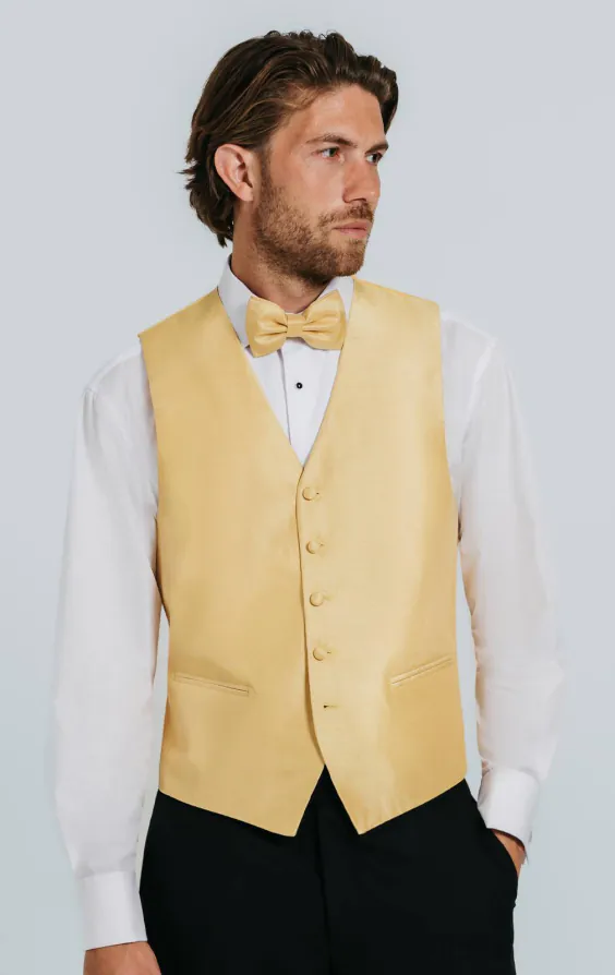 Mörk guldig väst i polyester dupion