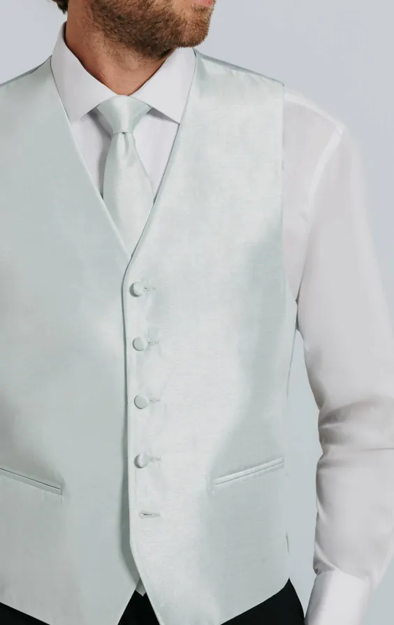 Ljusgrön väst i polyester dupion - photo 1