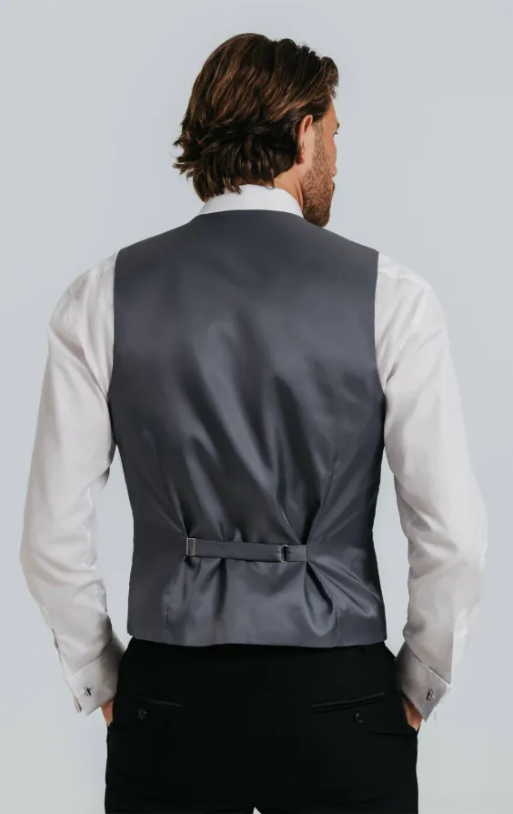 Mörkgrå väst i polyester dupion - photo 2