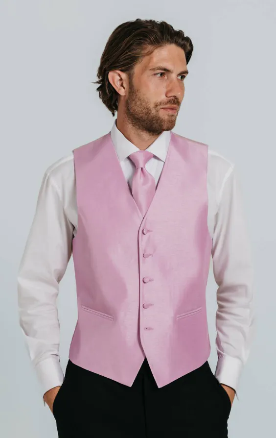 Rosa väst i polyester dupion