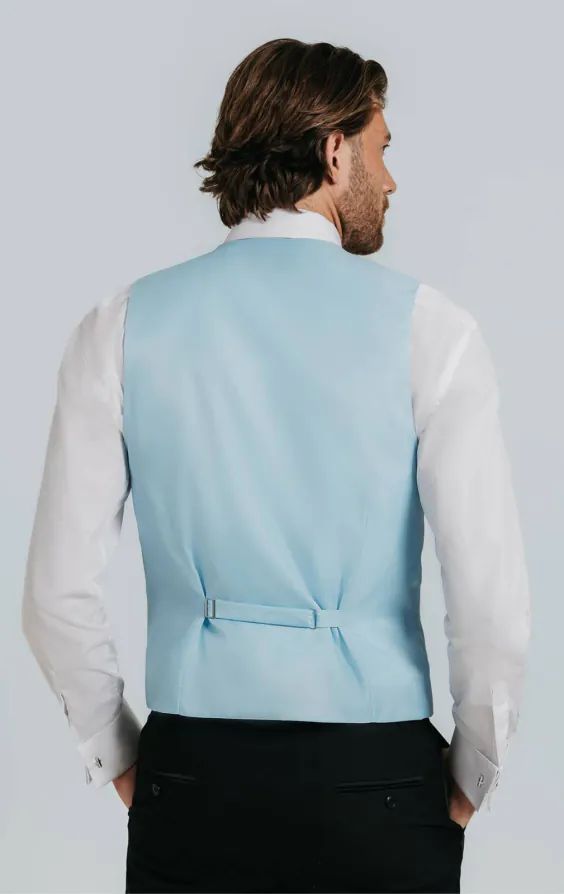 Puderblå väst i polyester dupion - photo 2