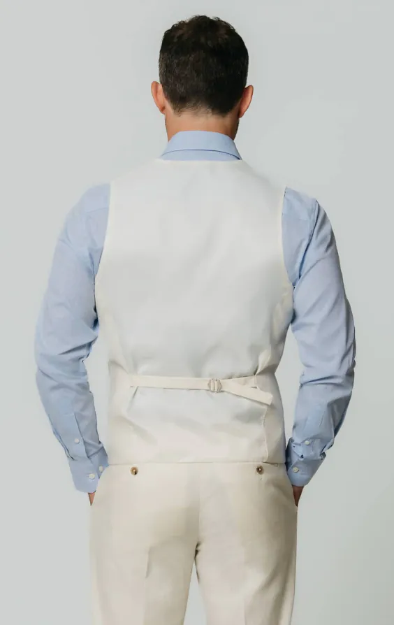 Elfenben linne slim fit väst - photo 2