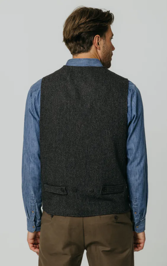 Grå barleycorn tweed väst med påsydda fickor - photo 3 Grå barleycorn tweed väst med påsydda fickor - photo 3