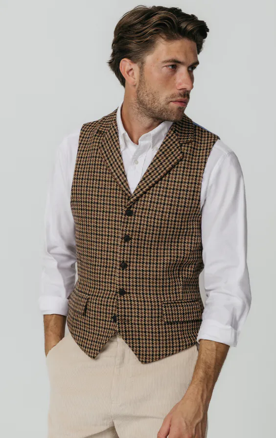 Brun houndstooth tweed väst - photo 1 Brun houndstooth tweed väst - photo 1