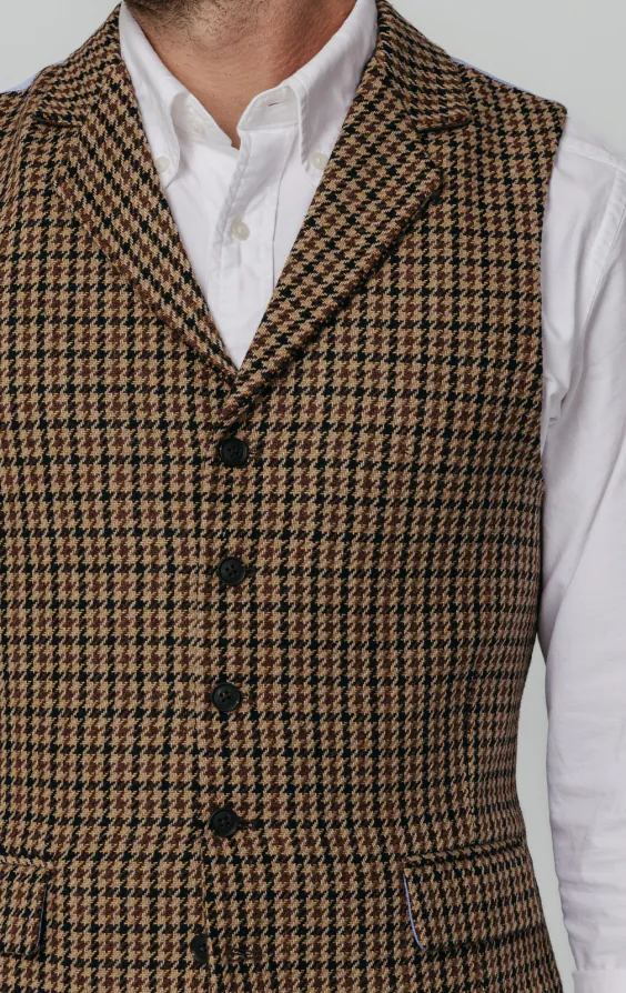 Brun houndstooth tweed väst - photo 2 Brun houndstooth tweed väst - photo 2