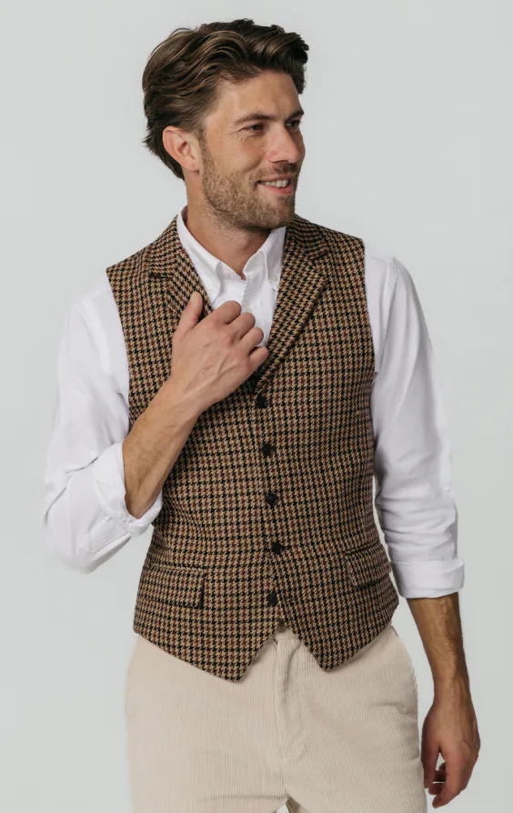 Brun houndstooth tweed väst Brun houndstooth tweed väst