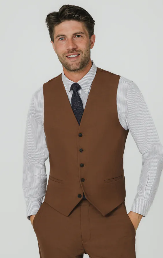 Midbrun twill väst