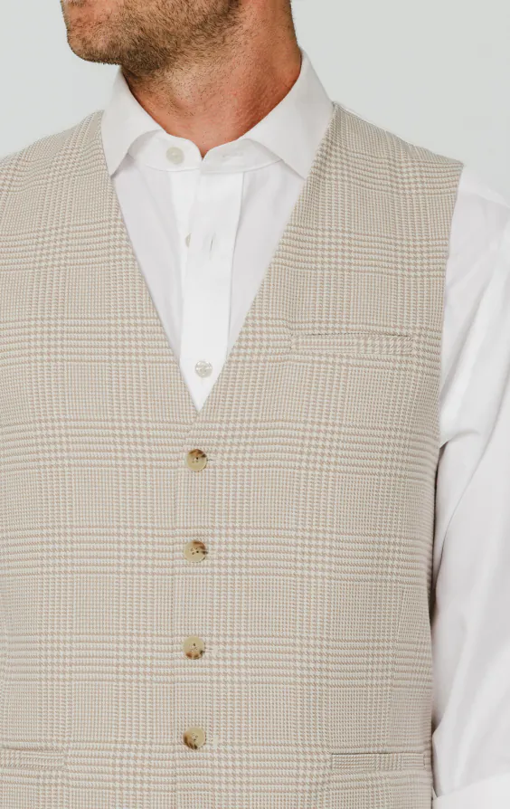 Beige Prince of Wales rutig väst - photo 1